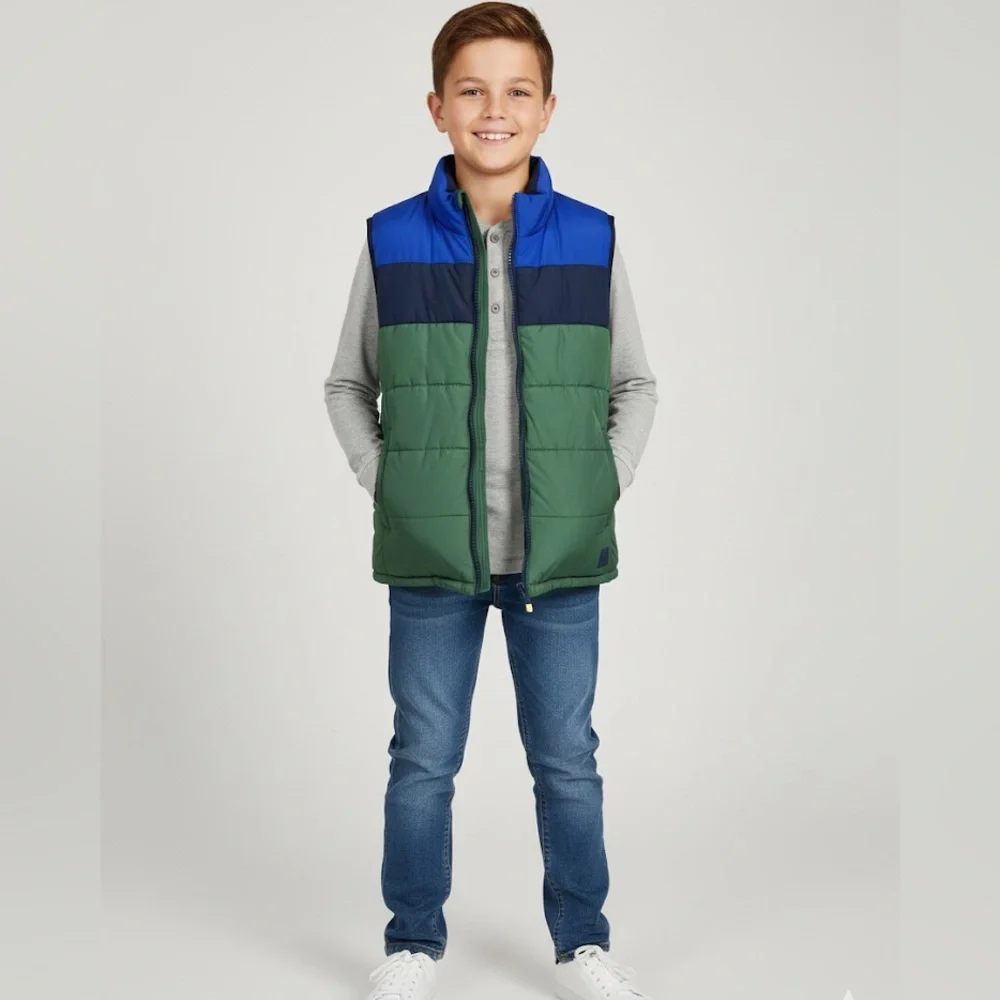 Gap Green Blue Kids Color Black Puffer Vest